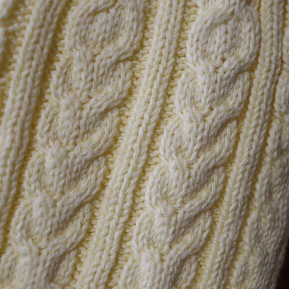 Croft & Barrow VTG Bright Cheerful Yellow Cable Knit Vneck Sweater Button Detail - Picture 10 of 13